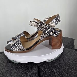 Franco Sarto Havana Snake Print Leather Block Heel Sandals Size 9M Shoes